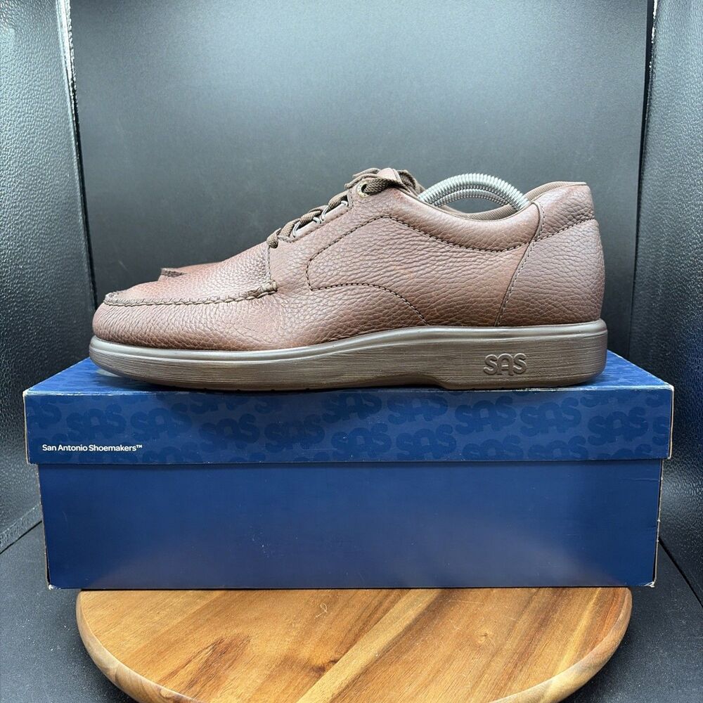 SAS Bout Time Brown Leather Men's Size 12 N Shoes Moc Toe Comfort Loafers